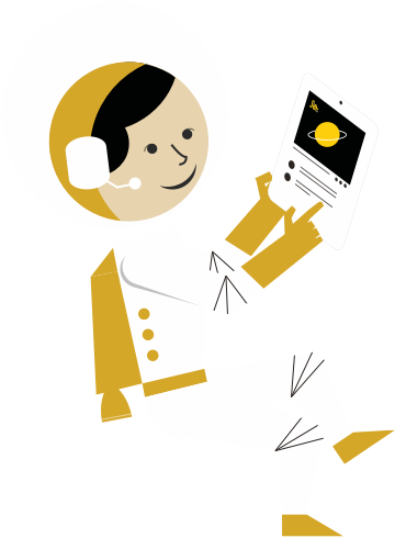 astronaut with device
